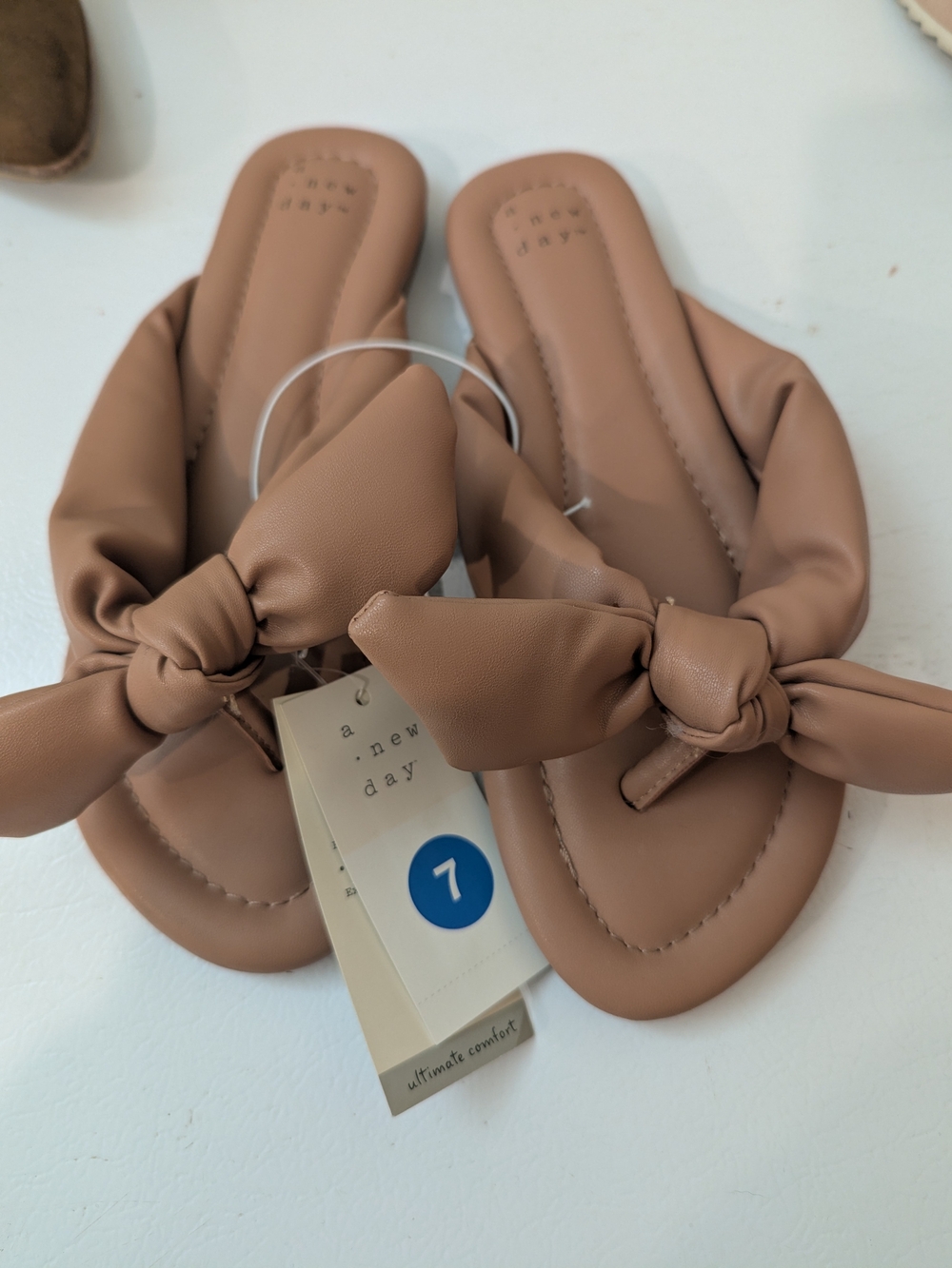a new day Knot-Front Slide Sandals in Taupe Brown